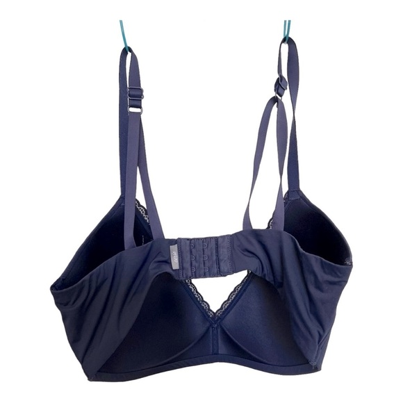 Aerie Women's Real Happy Lace Lined Wireless Bra Straps Navy Blue Size 36D‎ - Picture 2 of 5